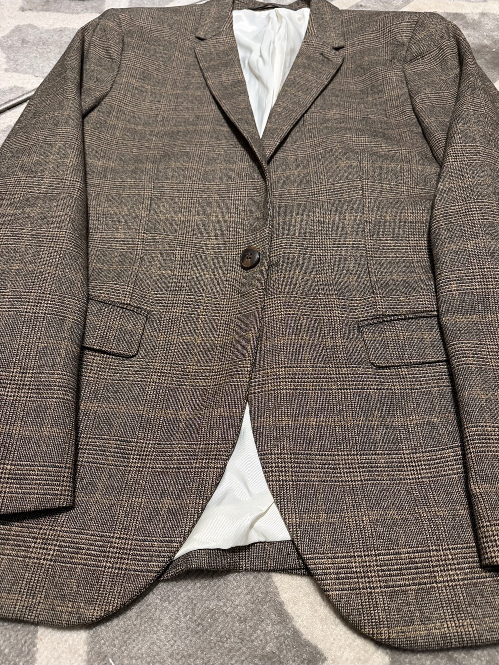 H&M men’s 40R brown plaid blazer